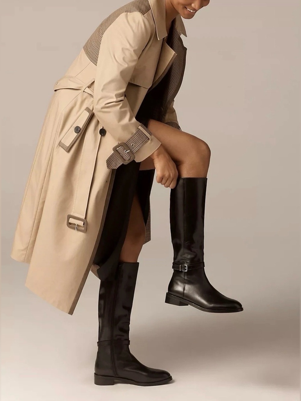 NWB Anthropologie Maeve Buckle Strap Riding Boots Dark Chocolate Brown Size 36